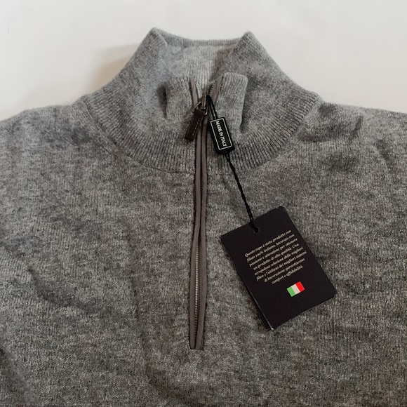 📌 Filippo Riberti cashmere wool blend 1/4 zip pullover sweater gray M - Picture 3 of 9